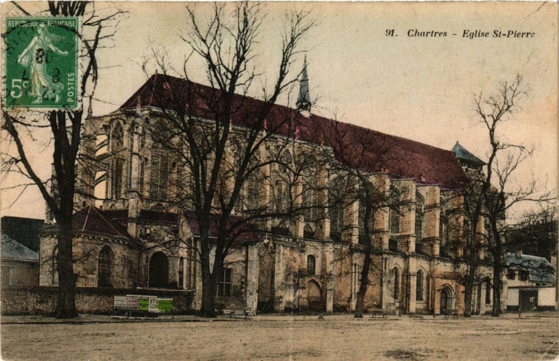 Carte postale ancienne Chartres - Eglise Saint-Pierre à Chartres