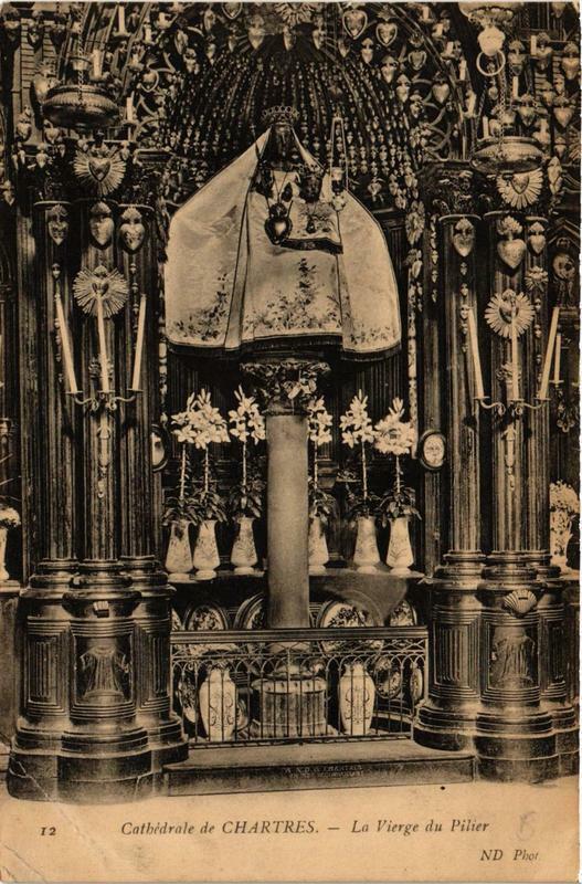Carte postale ancienne Cathédrale de Chartres - La Vierge du Pilier à Chartres