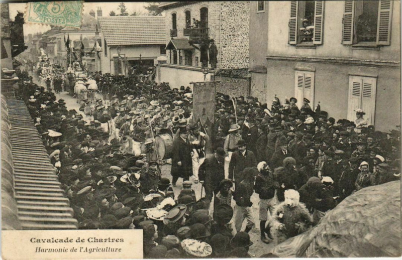 Carte postale ancienne Cavalcade de Chartres Harmonie de l'Agriculture à Chartres