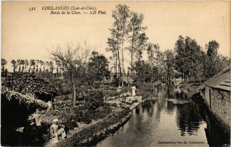 Carte postale ancienne Coulanges - Bords de la Cisse