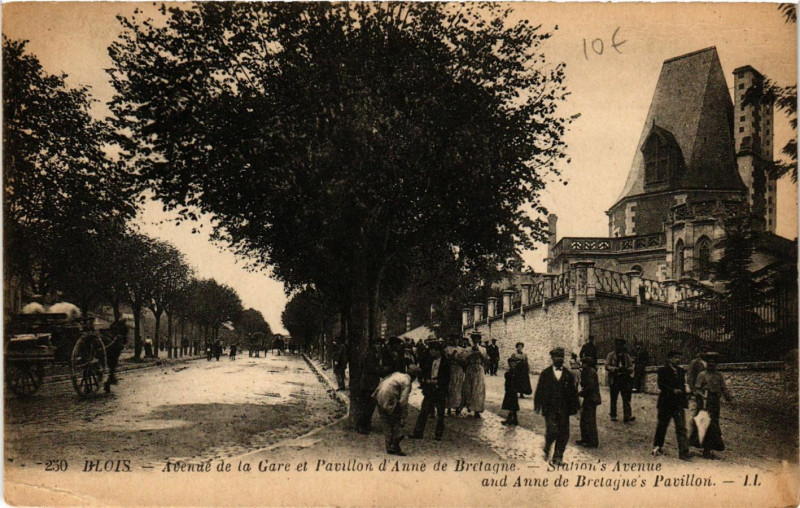 Carte postale ancienne Blois-Avenue de la Gare et Pavillond'Anne de Bretagne - Station's à Blois