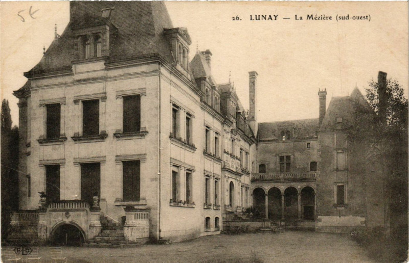 Carte postale ancienne Lunay - La Meziere (sud-ouest) à Lunay
