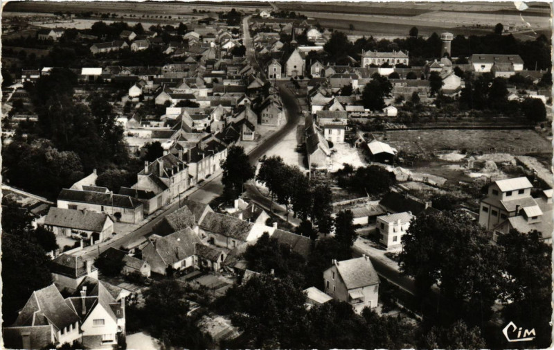 Carte postale ancienne Ouzouer-le-Marche - Vue aerienne
