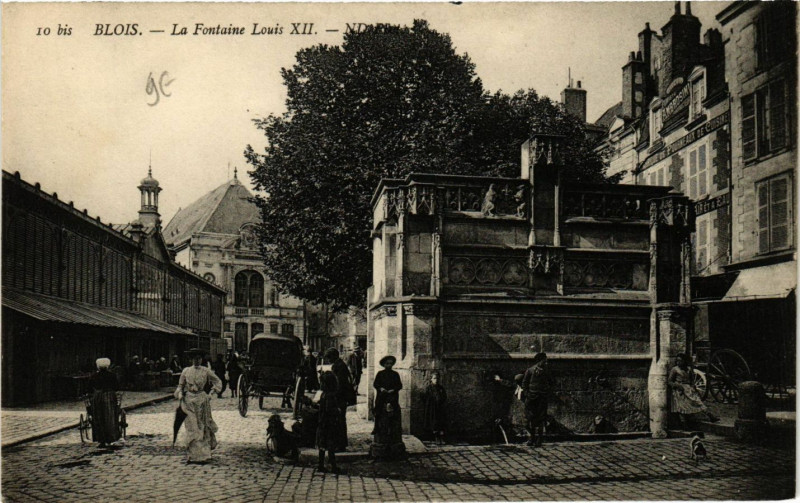 Carte postale ancienne Blois - La Fontaine Louis Xii à Blois