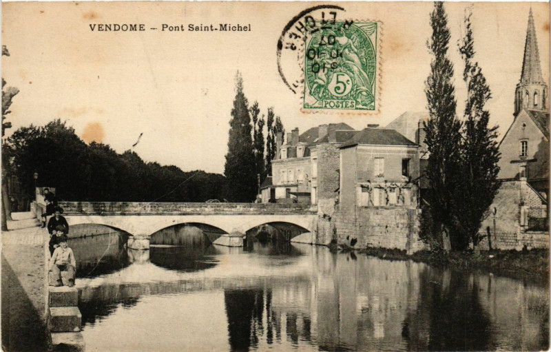 Carte postale ancienne Vendome - Pont Saint-Michel à Vendôme