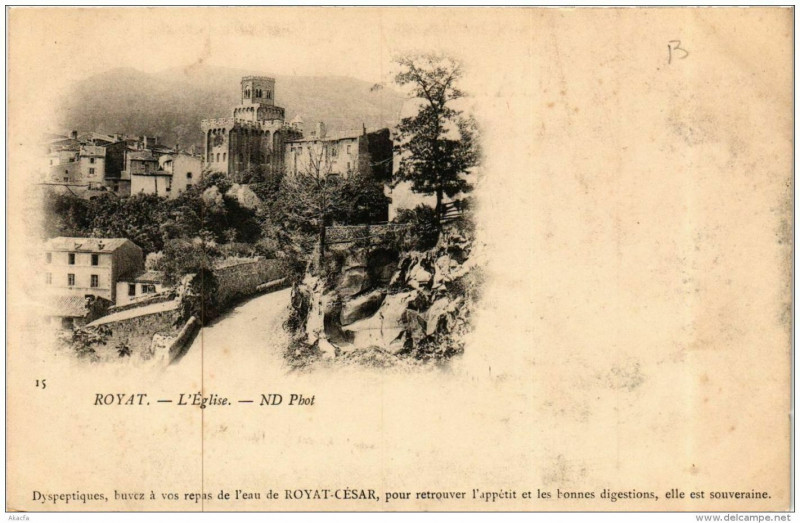 Carte postale ancienne Royat L'Eglise à Royat