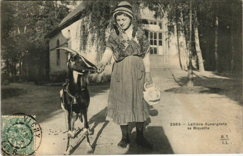 Carte postale ancienne Laitiere Auvergnate sa Biquette