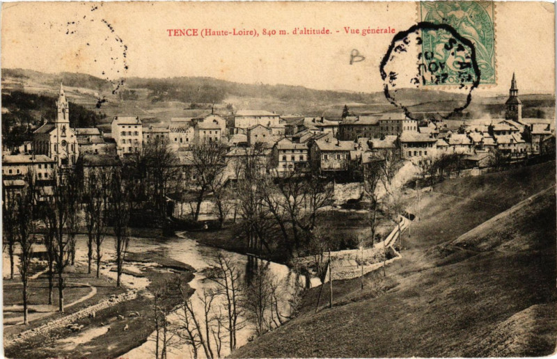 Carte postale ancienne Tence - Vue générale à Tence