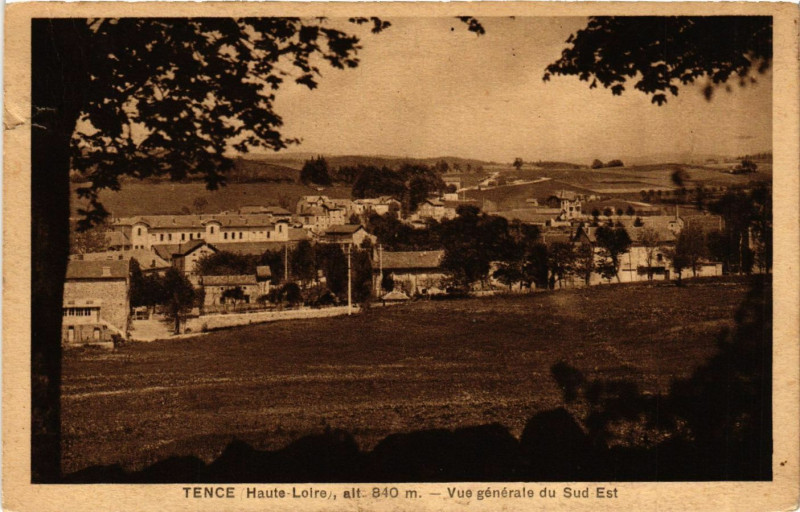 Carte postale ancienne Tence - Vue générale du Sud-Est à Tence