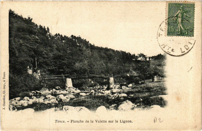 Carte postale ancienne Tence - Planche de la Valette sur le Lignon à Tence