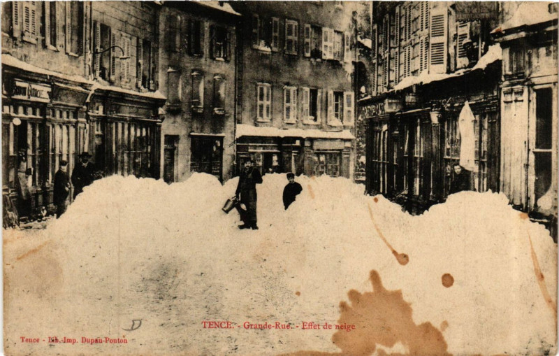 Carte postale ancienne Tence - Grande-Rue - Effet de neige à Tence