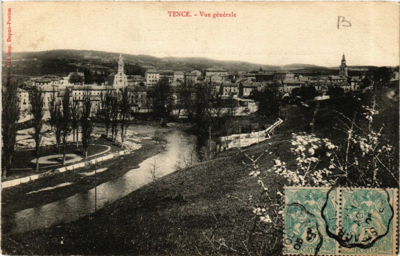 Carte postale ancienne Tence - Vue générale à Tence