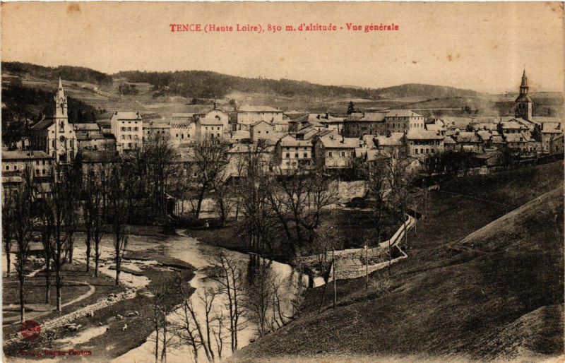 Carte postale ancienne Tence - Vue générale à Tence