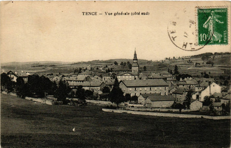 Carte postale ancienne Tence - Vue générale (cote sud) à Tence