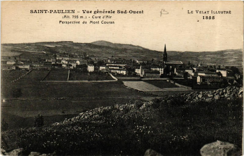 Carte postale ancienne Saint-Paulien - Vue générale Sud-Ouest (Alt 795 m) Cure d'Air - à Saint-Paulien