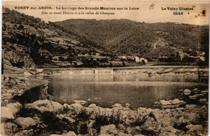 Carte postale ancienne Vorey-sur-Arzon - La Barrage des Grands Moulins sur la Loire à Vorey
