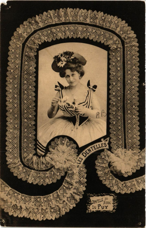 Carte postale ancienne Le Puy - Les Dentelles - Dentelle du Puy - Folklore