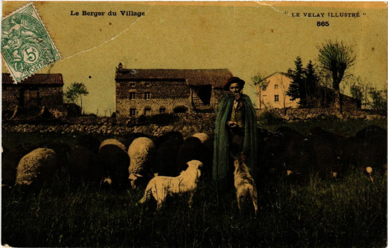Carte postale ancienne Velay - Le Berger du Village - Folklore