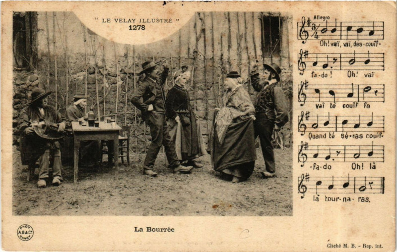 Carte postale ancienne Velay - La Bourrée - Folklore