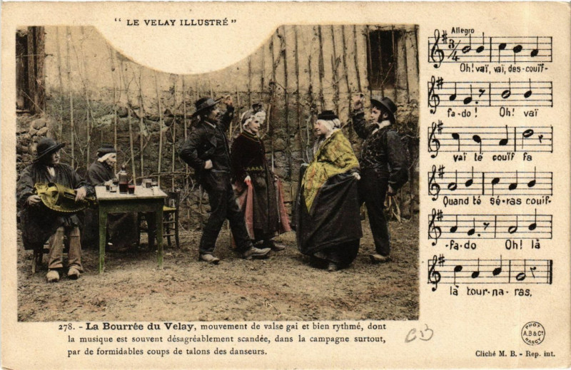 Carte postale ancienne Velay - La Bourrée du Velay - Folklore