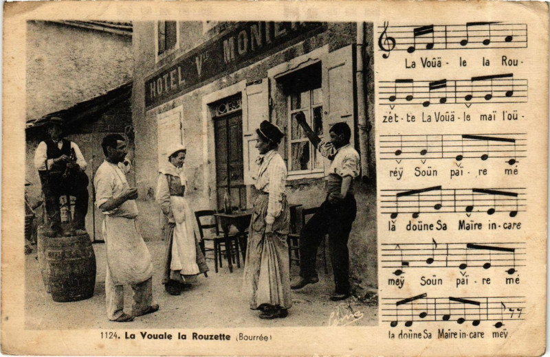 Carte postale ancienne Bourrée - La Vouale la Rouzette - Folklore