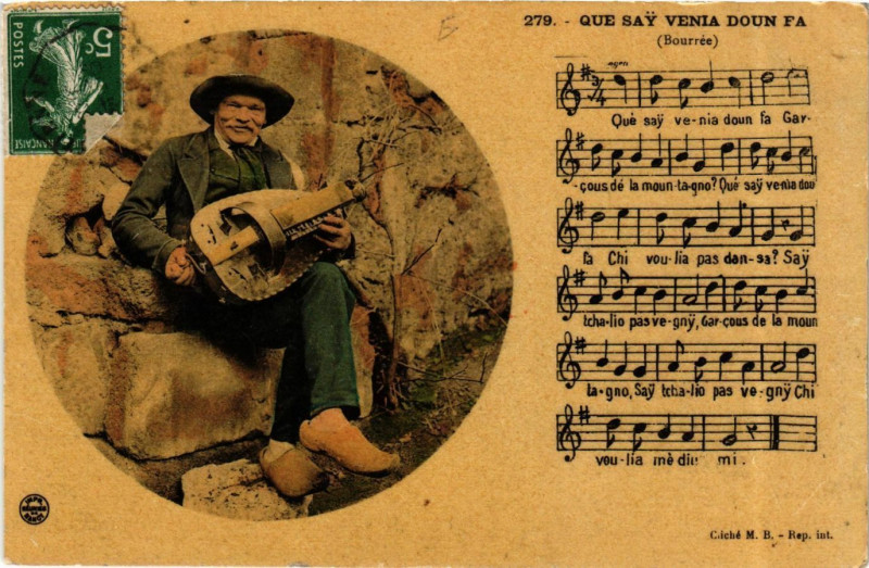 Carte postale ancienne Bourrée - Qué Say Venia Doun Fa - Folklore