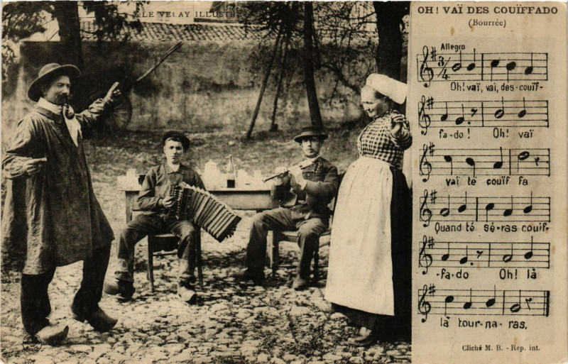 Carte postale ancienne Velay - Bourrée - Oh ! Vai des couiffado - Folklore