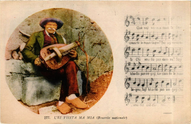 Carte postale ancienne Bourrée Nationale - L'Ei Viista Ma Mia - Folklore