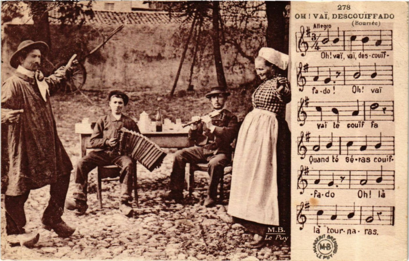 Carte postale ancienne Bourrée - Oh ! Vai Descouiffado - Folklore