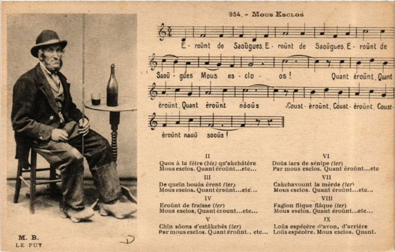 Carte postale ancienne Type - Homme - Mous Esclos - Folklore