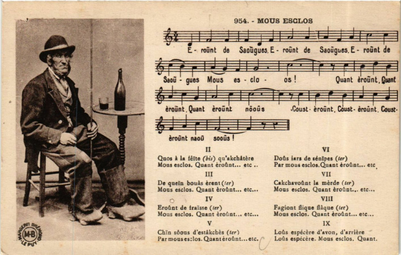 Carte postale ancienne Type - Homme - Mous Esclos - Folklore