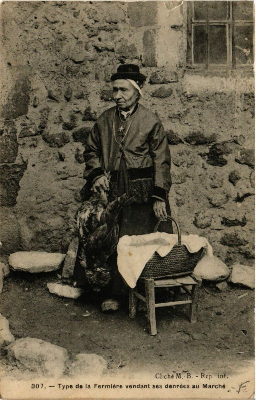 Carte postale ancienne Type des Fermiere vendant ses denrées au Marché - Folklore