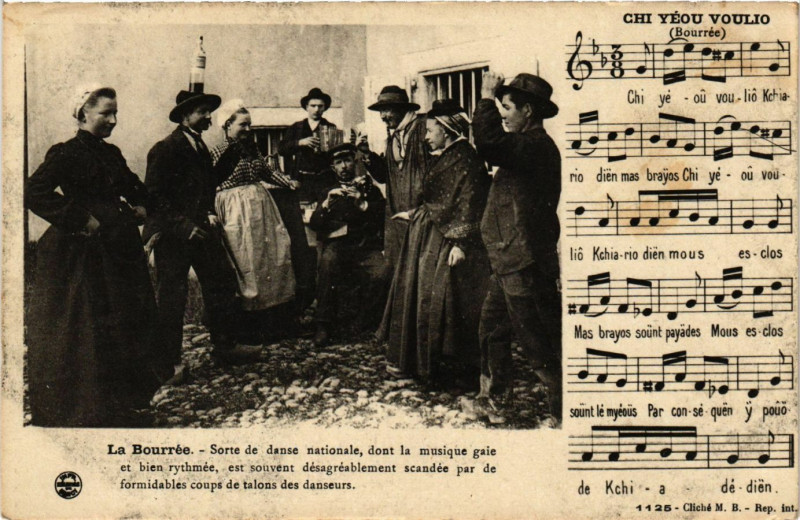 Carte postale ancienne La Bourrée - Sorte de danse Nationale - Folklore