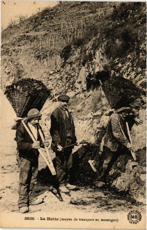 Carte postale ancienne La Hotte - Moyen de transport en montagn - Folklore