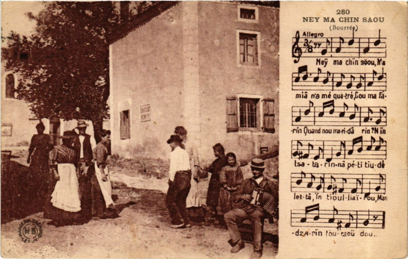 Carte postale ancienne Bourrée - Ney Ma Chin Saou - Folklore