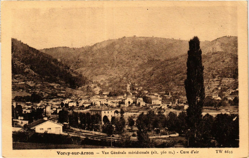 Carte postale ancienne Vorey-sur-Arzon - Vue générale meridionale à Vorey