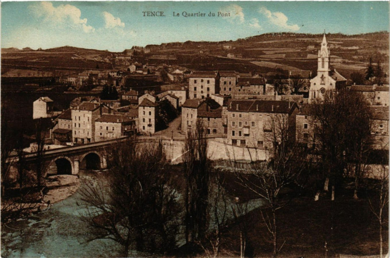 Carte postale ancienne Tence - Le Quartier du Pont à Tence