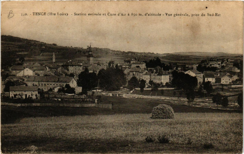 Carte postale ancienne Tence - Vue générale - Prise du Sud-Est à Tence