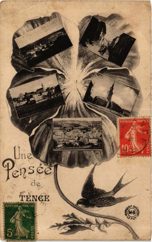 Carte postale ancienne Tence - Scenes - Une Pensée de Tence à Tence
