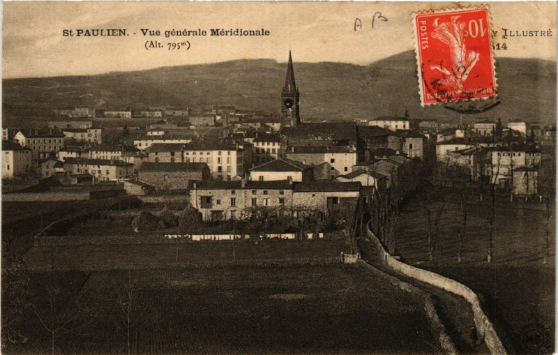 Carte postale ancienne Saint-Paulien - Vue générale Meridionale à Saint-Paulien