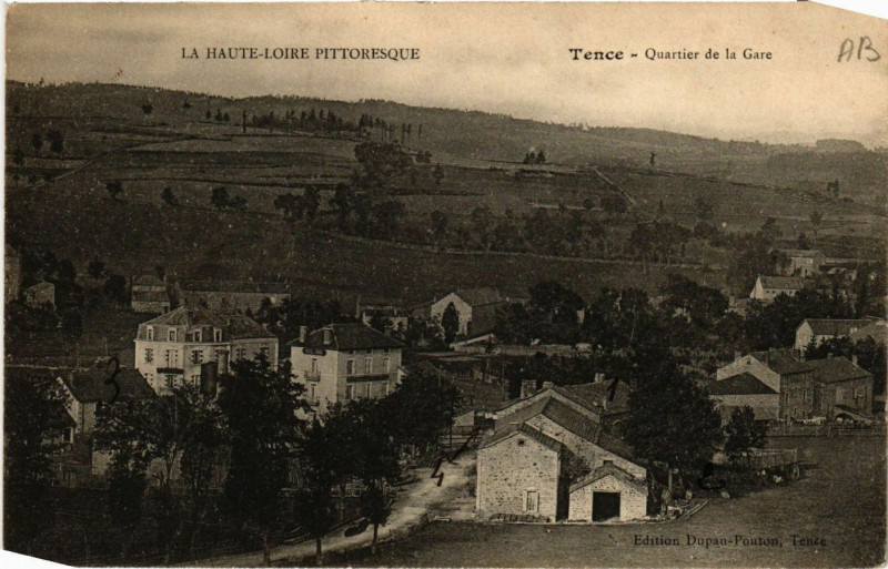 Carte postale ancienne Tence - Quartier da la Gare à Tence