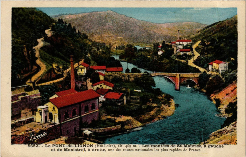 Carte postale ancienne Le Pont-de-Lignon - Les montées de Saint-Maurice - a gauche