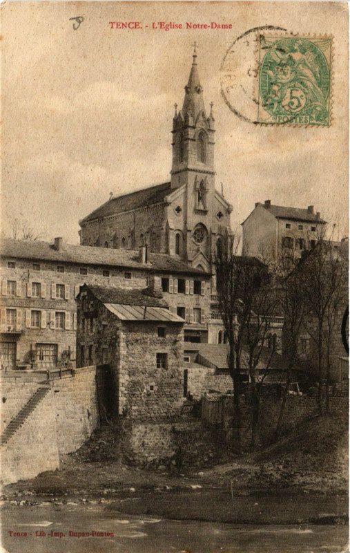 Carte postale ancienne Tence - L'Eglise N.-D à Tence