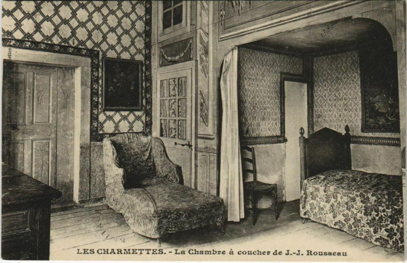 Carte postale ancienne Chambery Les Charmettes - La Chambre a Coucher de J.-J. Rousseau à La Chambre