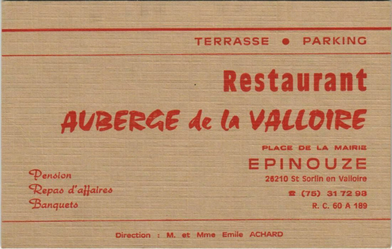 Carte postale ancienne Restaurant Auberge de la Valloire - Advertising Card à Valloire