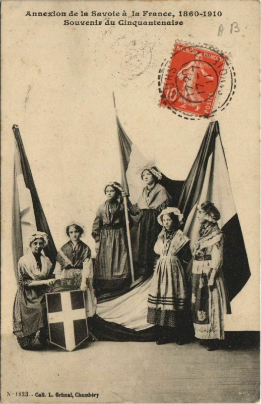 Carte postale ancienne Annexion de la Savoie a la France - Souvenir du Cinquantenaire