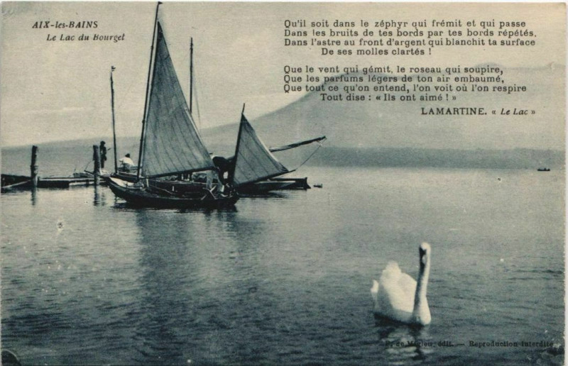 Carte postale ancienne Aix-les-Bains Le Lac du Bourget à Aix-les-Bains