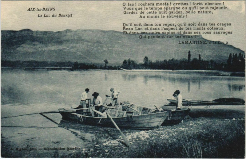 Carte postale ancienne Aix-les-Bains Le Lac du Bourget à Aix-les-Bains
