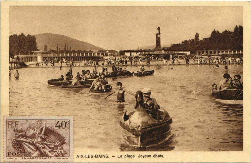 Carte postale ancienne Aix-les-Bains La Plage - Joyeux Ebats à Aix-les-Bains