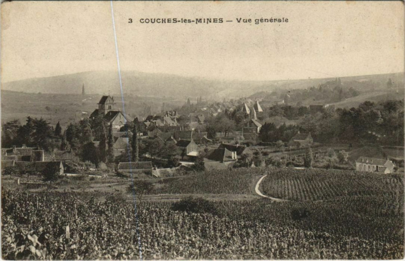 Carte postale ancienne Couches les Mines Vue Generale France à Couches